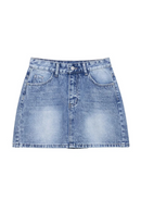 Women Denim Blue Front Zipper A-Line Mini Skirt High Waist Female Chic Lady Skirts