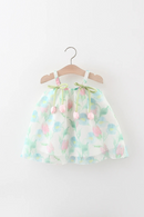 Summer Baby Girl With Two Tulips Chiffon Suspender Dress, Girl Princess Dress