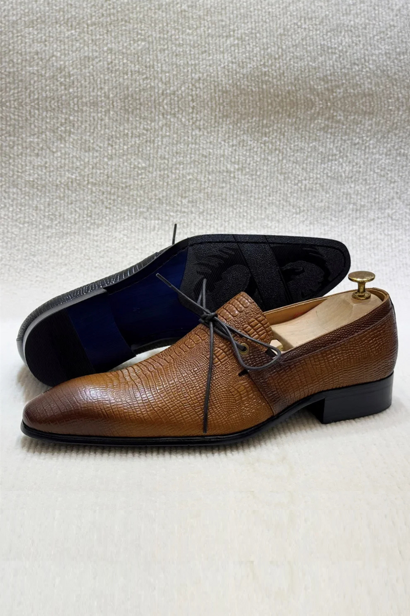 Men Toe Brogue Derby Shoes Genuine Leather Lace-Up Luxury Dress Oxford Male Leather