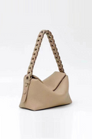 Handbag Knit Weave Strap Single Shoulder Bag Beige Soft First Layer Leather Women Crossbody Bag
