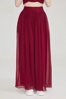 Double Layer Georgette Pure Silk Natural Waist Side Pockets Slightly Hanging Flowing Silk Long Dress Pants