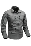 Casual Green Cargo Military Shirt Men Spring Autumn Blouse