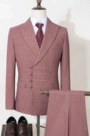 Elegant man suit for wedding peach Slim Fit Double Breasted Multiple buttons Casual Business man 2 piece outfit set
