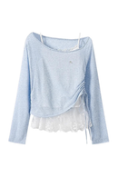 Summer Thin Long Knitted Lace Patchwork Strap Vest Two-Piece Set Casual Clothing