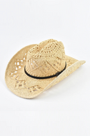 Western Style Straw Hat Summer Hollowing Out Travel Beach Sun Hat Jazz Hat