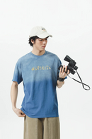 Men Gradient Washed Summer Loose Casual T-shirts Streetwear Oversize T Shirt