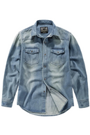 Denim Long Sleeve Shirt Men's Clothing Casual Social Men's Spring Clothes Collared Cardigan Vintage Shirts