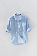 Men  Linen Shirts Dress Shirt Men Summer Turn-down Collar Shirts Male