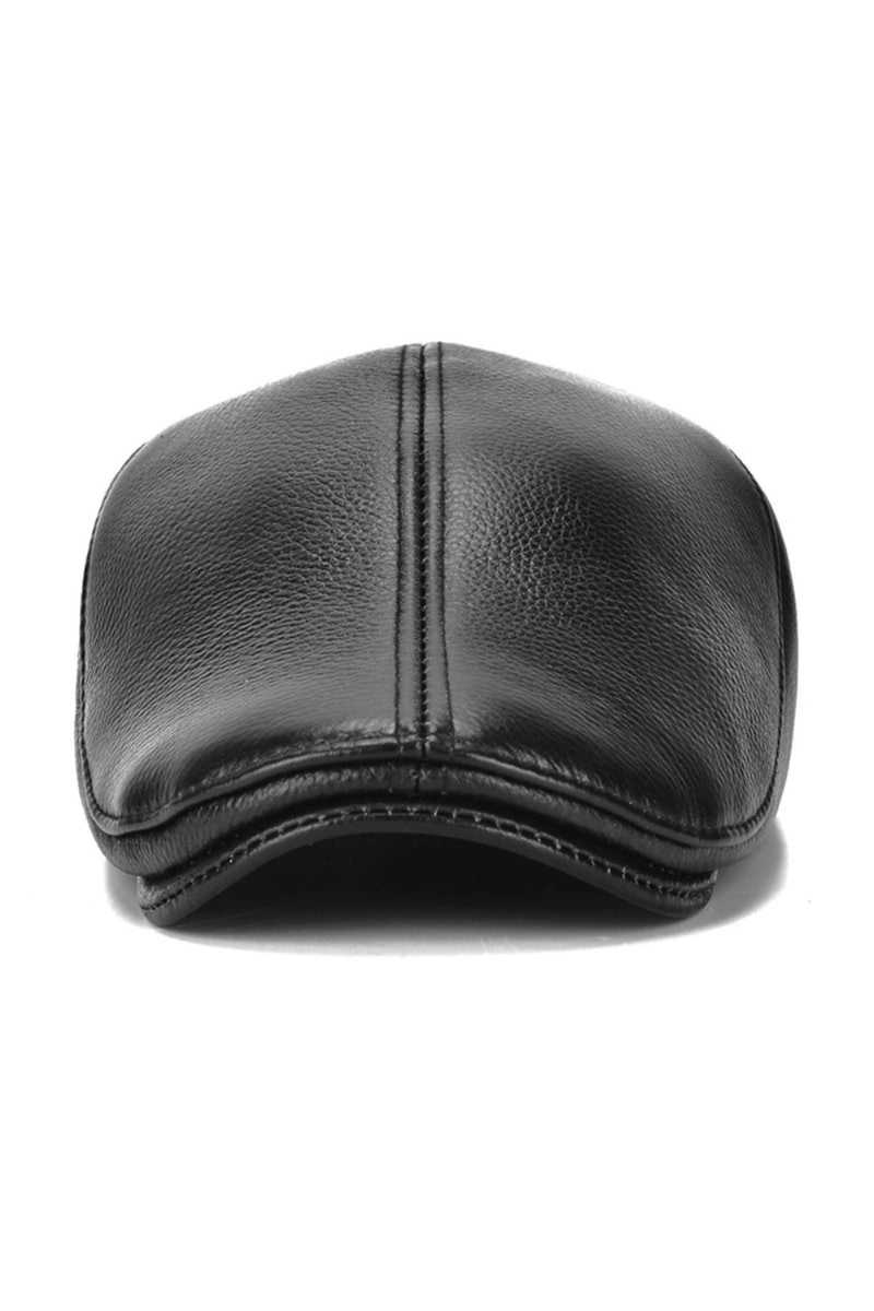 Men's leather hat winter Berets male warm Ear protection cap leather
