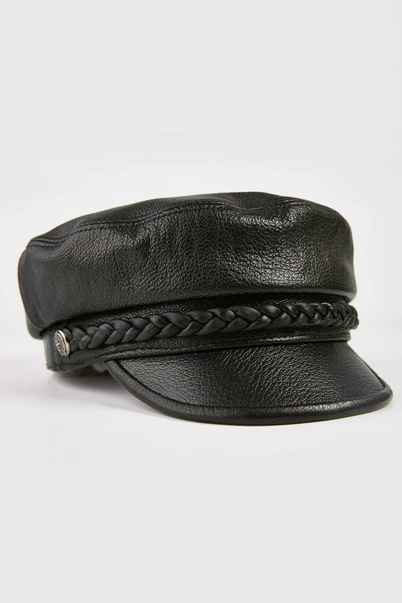 Genuine Leather Women Autumn-winter Cap Flat-top Black Outdoor Lady Hats