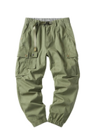 Trousers - Men Cotton Tapered Utility Cargo Pants Casual Style with Multi-Pockets