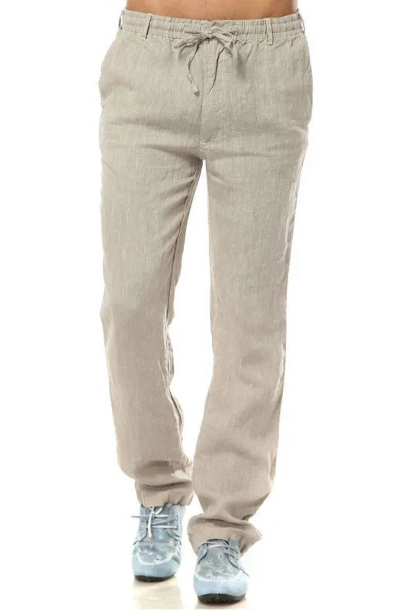 Summer Linen Pants Men Loose Fit Breathable Linen Causal Straight Pants Lightweight Male Trousers