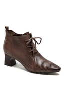 Women Boots Retro Summer Hollow Heels Natural Leather Ankle Breathable Shoes