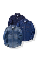 Pearl Snap Washed Denim Shirt - Raw Shirt for Men Soft