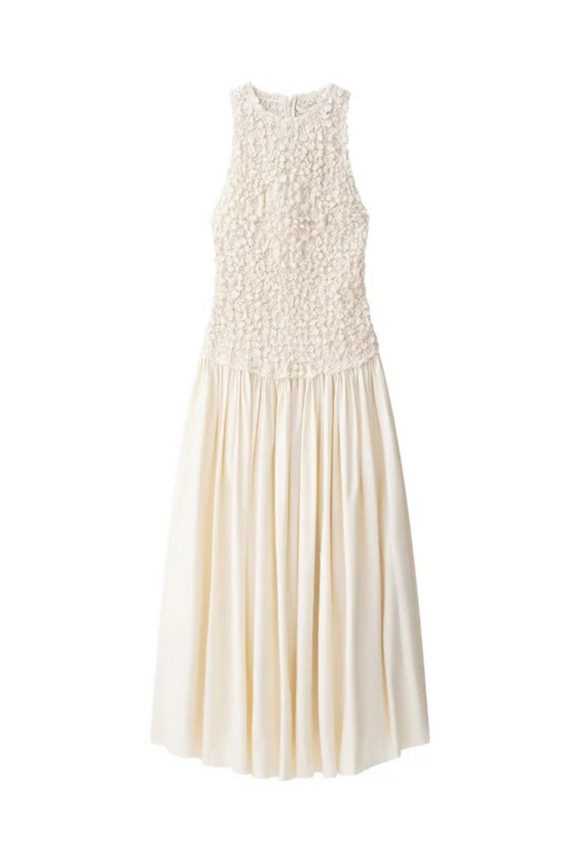 Women Dress Summer White Pleated Sleeveless Dress Casual Elegant
