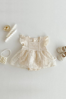 Summer Bodysuit Dress for Baby Girls 0-2Y Cute Embroidered Flowers Infant Onesie Toddler