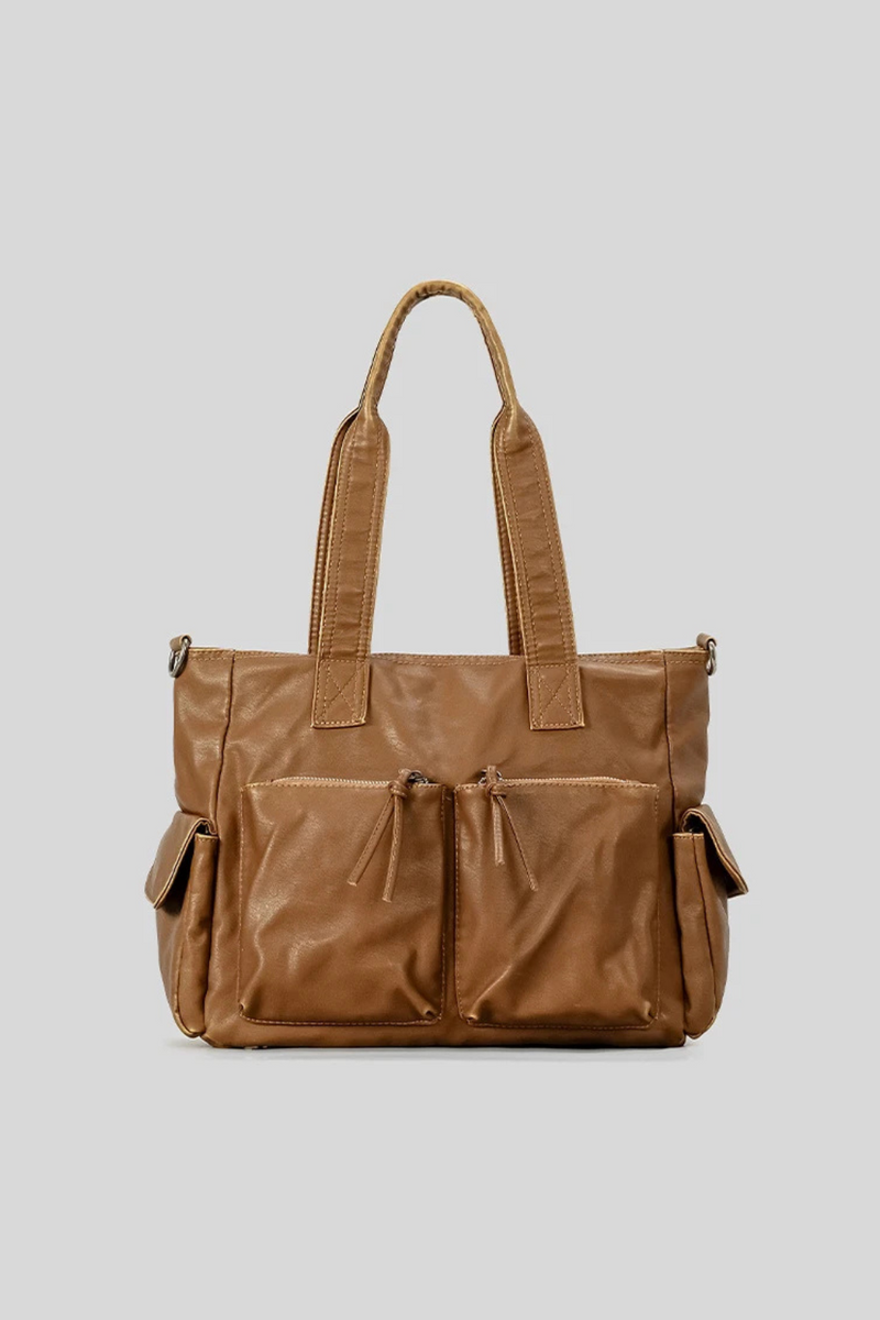 Capacity Tote Bag Multiple Pockets Women Handbags Luxury Soft Leather Shoulder Purses