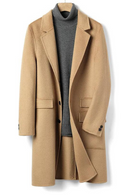 Wool long Camel black slim suit collar Men winter thicken Overcoat Father topcoat