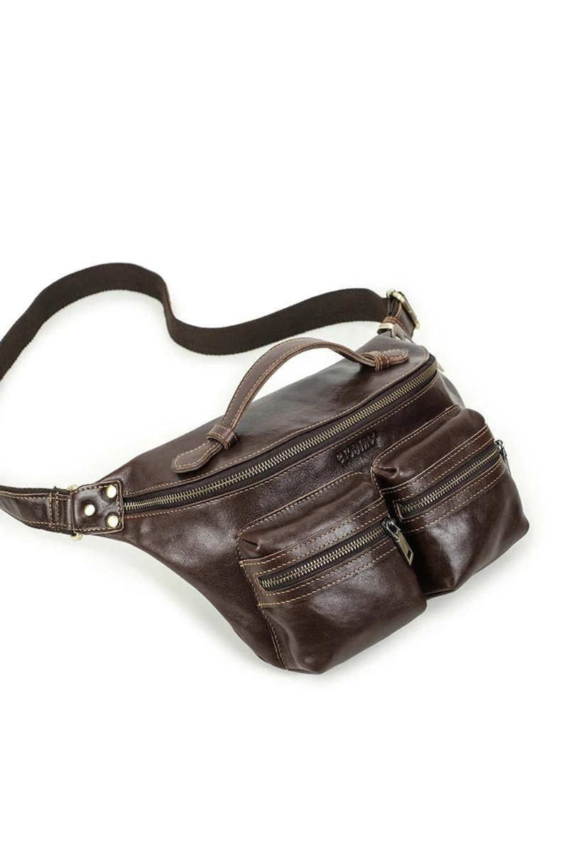 Men Waist Bag Travel Genuine Leather Pack Waist Belt Bag Male Crossbody Chest Bags Handbag