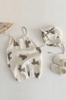 Summer Infant Newborn Girls Boys Sleeveless Cartoon Bear Outfits Overalls Kids Baby Jumpsuits