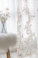 European Gold Thread Embroidery Lace Tulle Curtain Window Luxury Embroidery Sheer