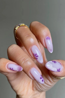 10Pcs Handmade Manicure Medium Almond Fake Nails New Cute Flower Limited Nails Press On Nails Design with Adhesive Nail File Set