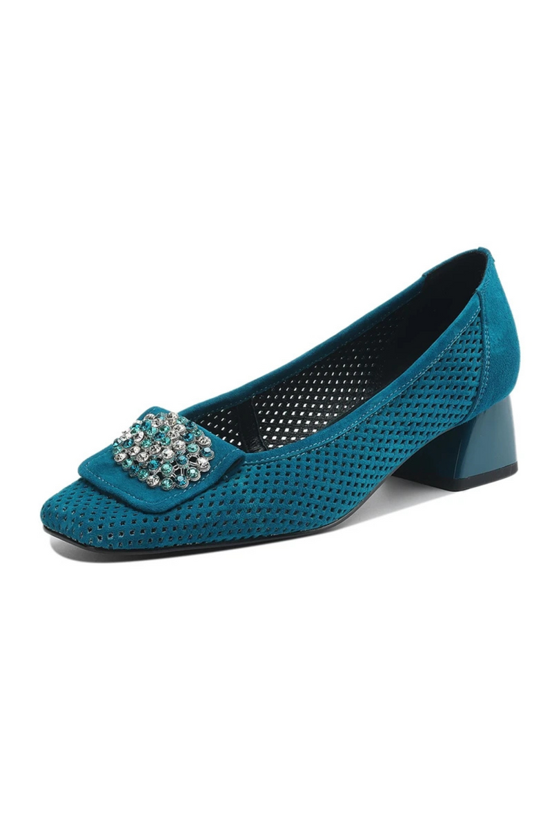 Women Breathable Mid-Heel Women Shoes Square-Toe Formal Loafers female