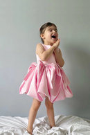 Toddler Pink Bow Party Baby Girls Dress Elegant Birthday Princess Prom Dress Kids Flower Bridesmaid