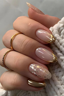 Artificial Nail Tips Short Almond Press on Nails Acrylics for Women Simple False Nails with Tools Prosthetic Nail Set