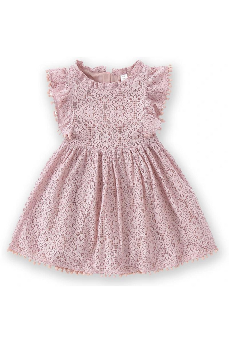 Girls Princess Summer Lace Flower Dress Baby Kids Causal Floral Cotton Lining Party Dresses Formal Dress Child Clothing