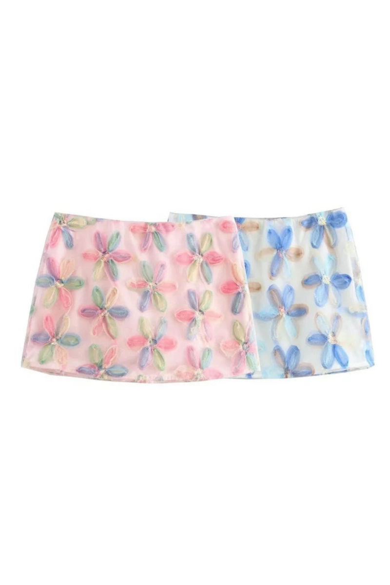 EOTVOTEE Simple Fashion A Line Skirts Women's Flower Zipper Mini Skirts Summer 2025 Temperament Streetwear Elegant Women Skirt