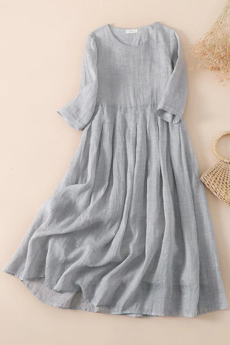 Summer Maxi Dress Women Soft Thin Swing Dress Solid Causal Pleated Dresses