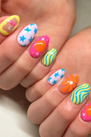 24pcs Handmade Almond Fake Nails Press On Nails French False Nails Wearable Oval Anime Nails