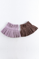 Autumn Kids Short Skirt Girls Cute Solid Color Knitted Pleated Skirt Children Hollow Out Knitted Shorts