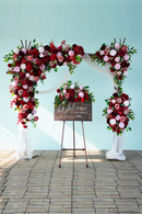 Customized Wedding Stage Arch Flowers Burgundy Series Floral Arrangement Outdoor Wedding Backdrop