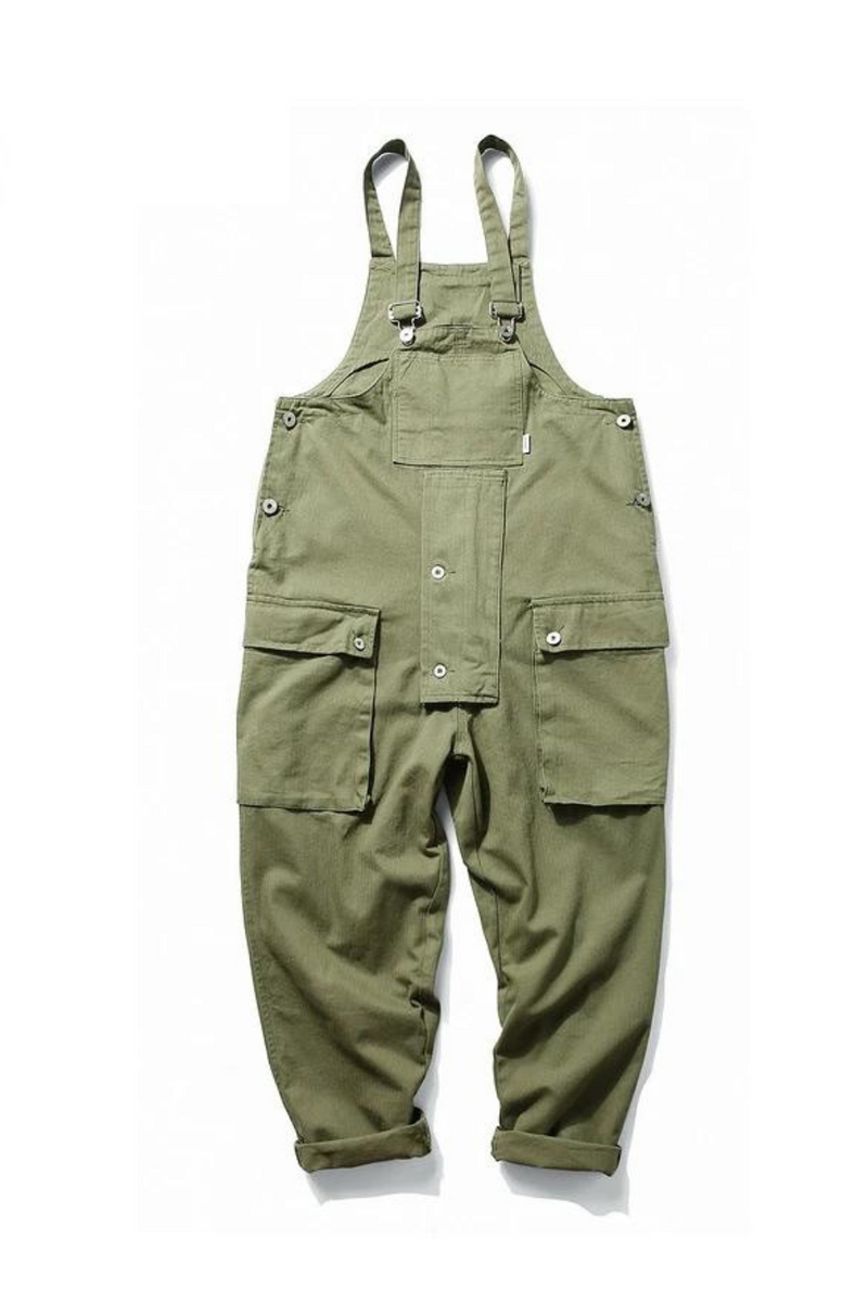 Men Bib Overalls Big Pockets Casual Rompers Jumpsuits Flared Straight fit Pants for Male