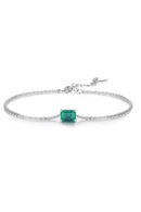 Sterling Silver Diamond Emerald Gemstone Bangle Charm Wedding Tennis Bracelet Fine Jewellery