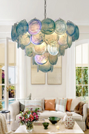 Art Handmade Glass Blue Chandeliers Italian Foyer Design Idea Home Deco Hanging Lamps for Ceiling Dinging Room