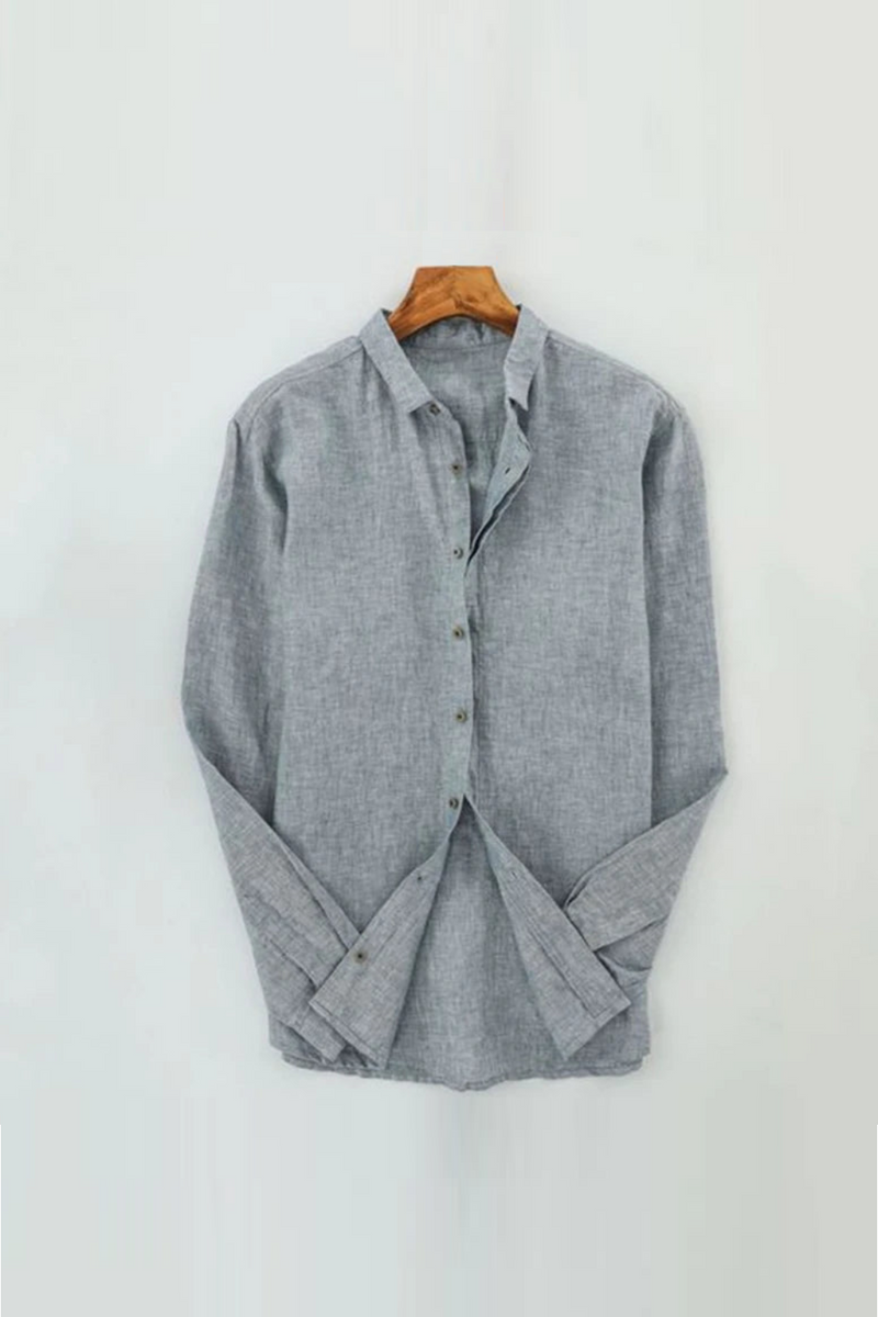 Spring Men Linen Shirts Breathable Tops Male Dress Shirts Clothes