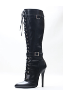 Heel Pointed Toe Lace Up Knee High Boot  Vegan Bondage Corsets Shoes