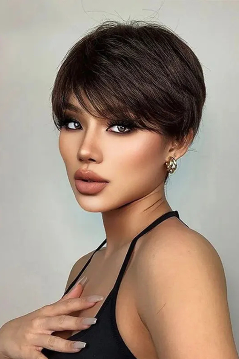 Wig Human Hair Short Pixie Cut Wig Human Hair Wig Cheap Full Machine Wigs for Women