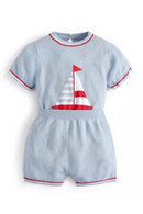 Infant Boy Knitted Clothing Set Baby Spanish Boutique Clothes Summer Toddler Shirt Shorts Suit Boys Birthday Party Outfits