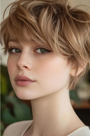 Short Pixie Cut Human Hair Wig Layered Wigs with Bangs Human Hair Natural Straight Wig