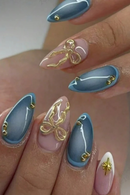 24pcs Wearable Fake Nail Sweet Pink Flower Almond Nails Sets Press on Bow Diamond Design Nails Tips Finished Pearl False Nail