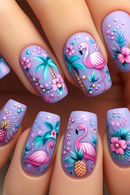 24pcs Press on Nails Art Short Square False Nail Set Flower Fake Nails Tip with Jelly Glue Manicure