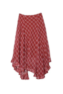 Obroi Red and white checkered skirt on a white background