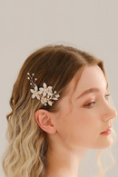 Handmade Pearl Flower Hair Clips for Women Hairpins Bridal Wedding Hair Accessories Crystal Gold Color Bride Headpiece Gift