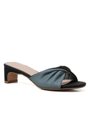 Pleated Summer Shoes Ladies Modern Slippers Popular Thick Med Heels Slippers