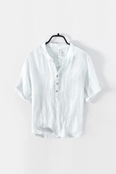 Retro Pure Linen Shirt Men Brand Short Sleeve Shirts For Men