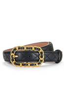 Belt Women Leather Material Metal Chains Pin Buckle Rhombic Pattern Luxury Brand Designer Belt